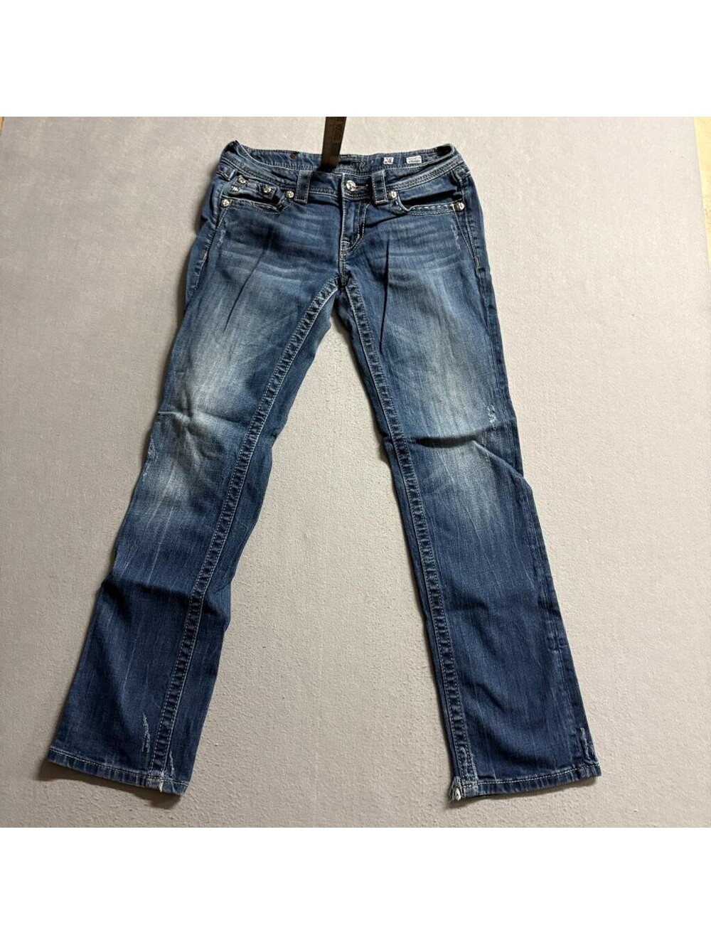 Miss Me Angel Wing Straight Jeans Womens 28 Blue Denim Embellished Flap Pocket